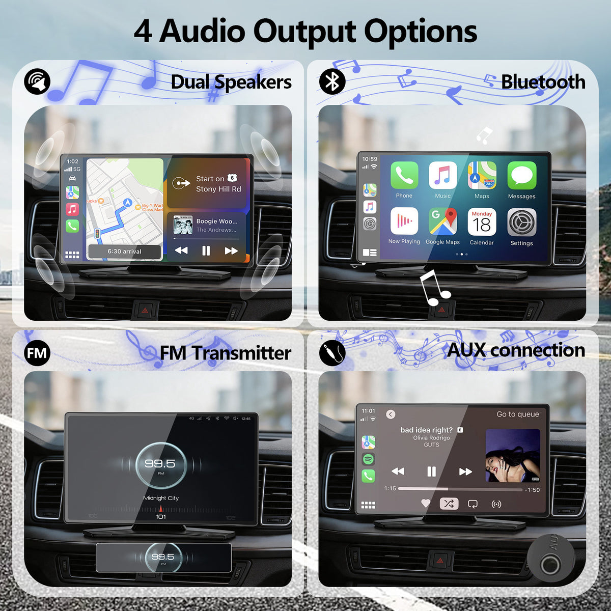 AIWORLD 9-Inch Portable Wireless CarPlay Screen