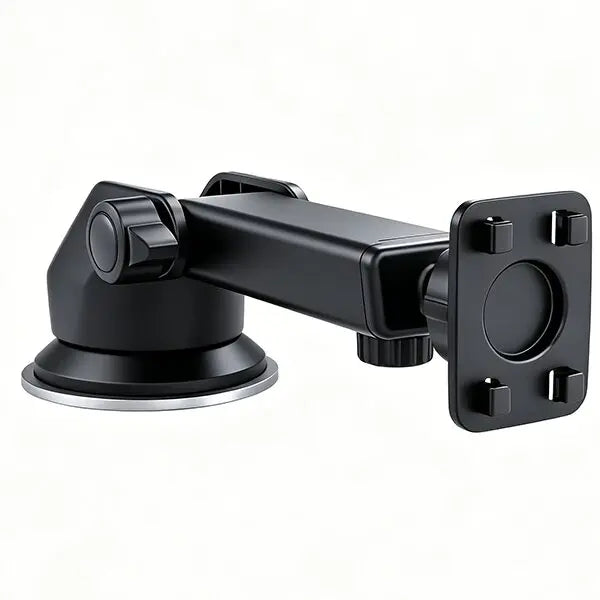 Universal dashboard and windshield suction cup mount installed in a vehicle