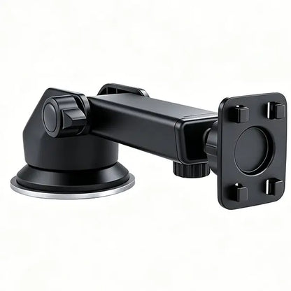 Universal dashboard and windshield suction cup mount installed in a vehicle
