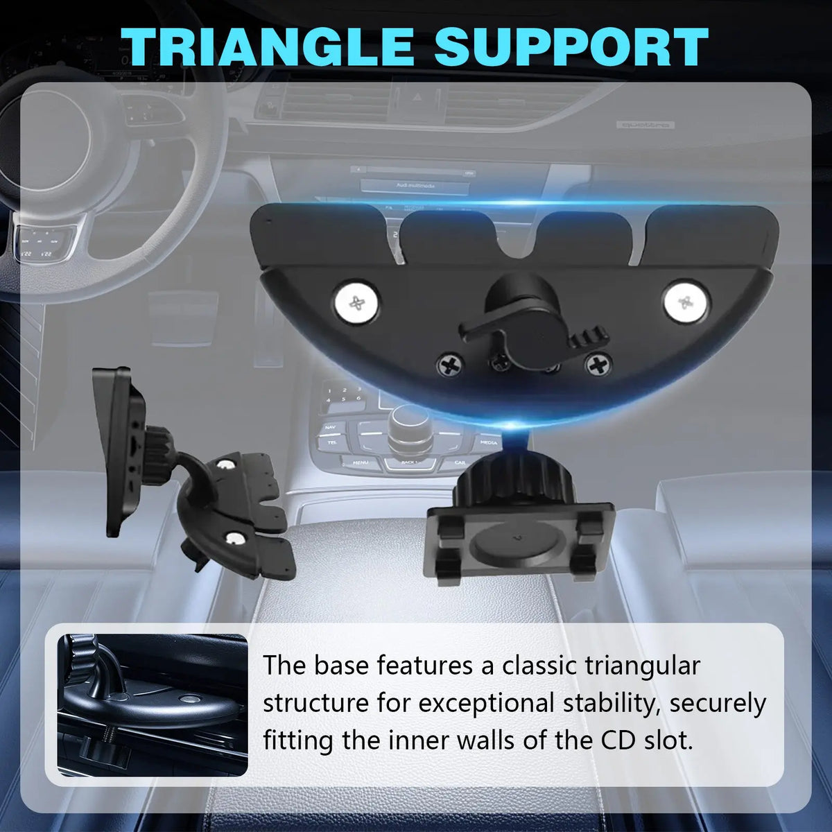 AIWORLD adjustable CD slot mount detail